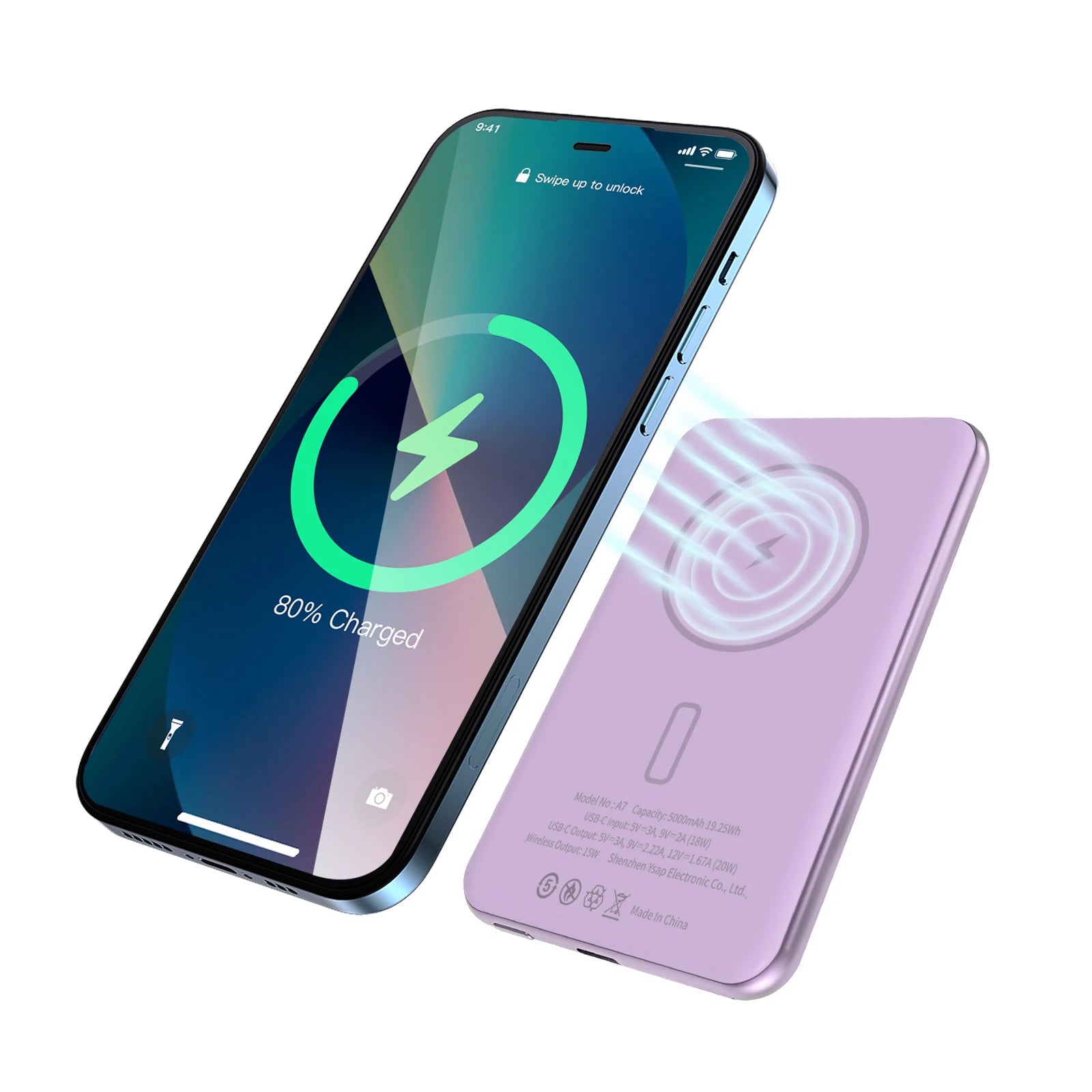 Magnetic Wireless 5000mAh Power Bank Fast Charging Cool Touch PD20W Metal LED Lamp Slim Portable Powerbank for iPhone Xiaomi