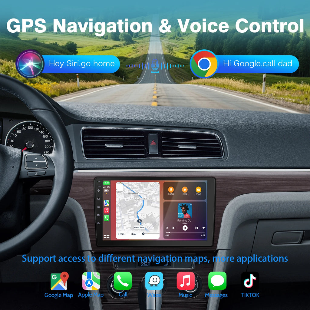 US DE Stock TANTHN Android 2+64G 10.1''  Double Din Car Stereo Wireless Carplay Wifi GPS BT FM AM RDS IPS Touch Screen Car Radio