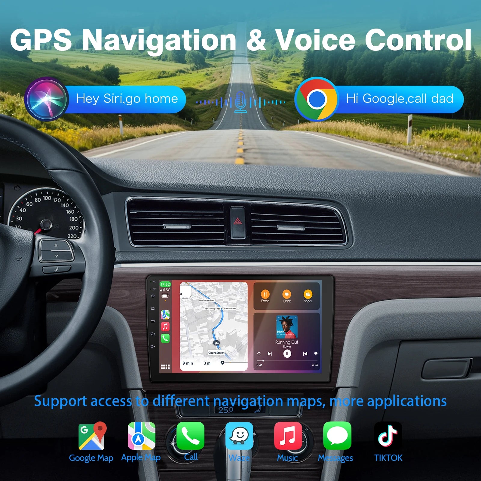 US DE Stock TANTHN Android 2+64G 10.1''  Double Din Car Stereo Wireless Carplay Wifi GPS BT FM AM RDS IPS Touch Screen Car Radio