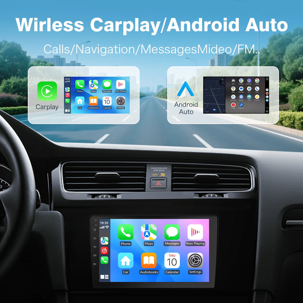 US DE Stock TANTHN Android 2+64G 10.1''  Double Din Car Stereo Wireless Carplay Wifi GPS BT FM AM RDS IPS Touch Screen Car Radio