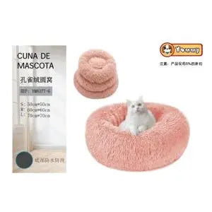 Round Velvet Dog Bed in a 3-Piece Pink Set - Luxury Dog Beds
