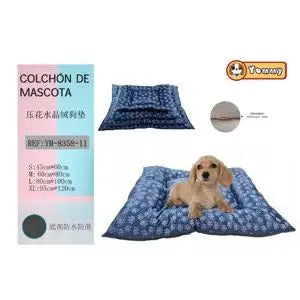 Four-piece dark blue embossed dog mat with paw prints - Luxury pet accessories