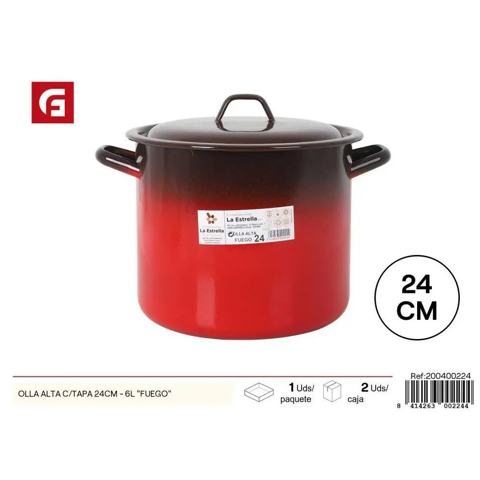 24cm tall pot with lid - 6L "Fuego" - Kitchen utensils and pots