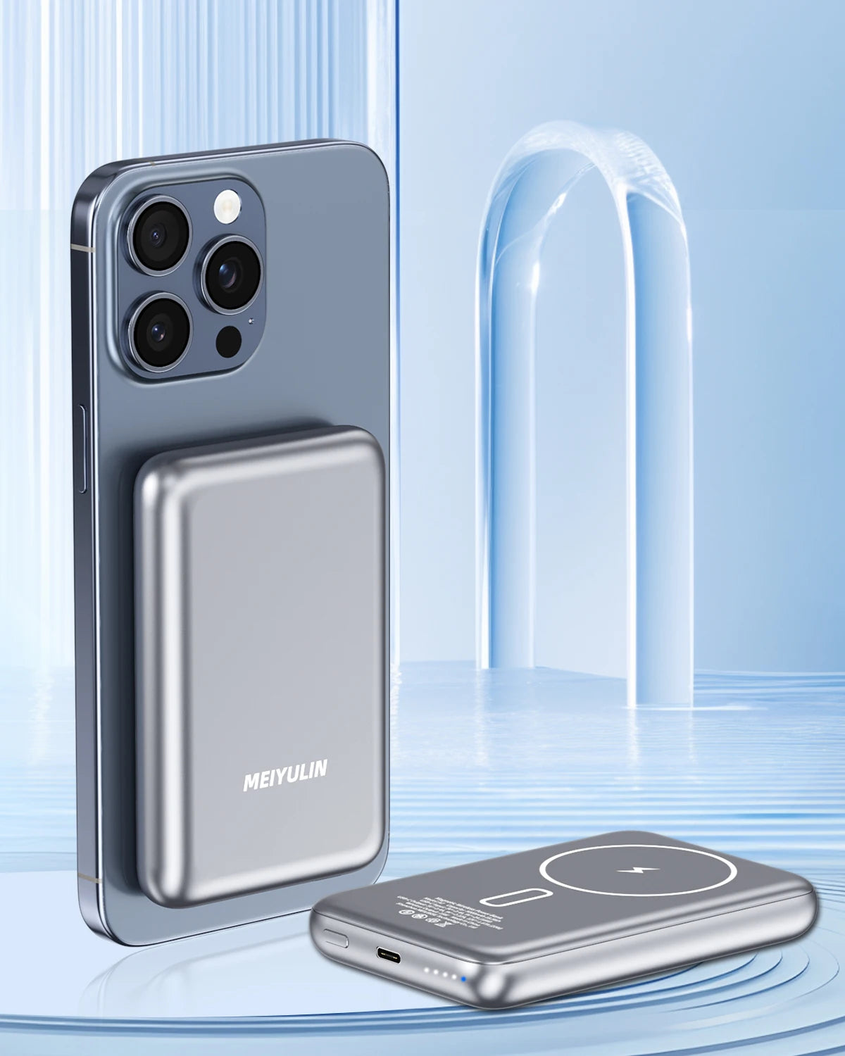 10000mAh Wireless Magnetic Power Bank Fast Charger  LED Lamp USB C Powerbank External Spare Battery for iPhone Xiaomi