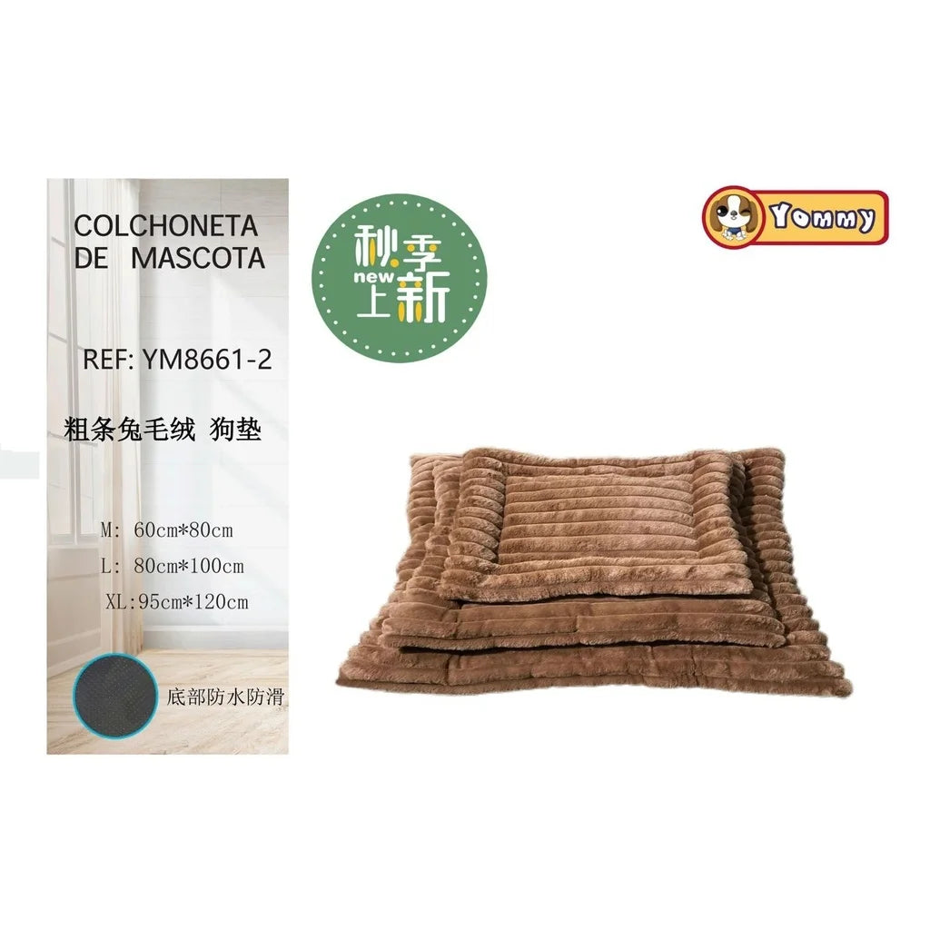 Brown Rabbit Fur Dog Mat 3-Piece Set - Stylish Rest Accessories