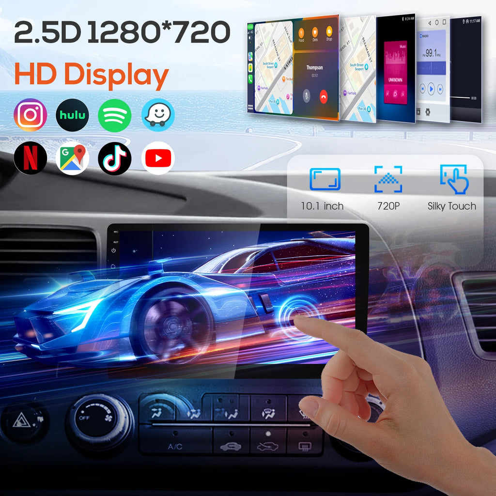US DE Stock TANTHN Android 2+64G 10.1''  Double Din Car Stereo Wireless Carplay Wifi GPS BT FM AM RDS IPS Touch Screen Car Radio
