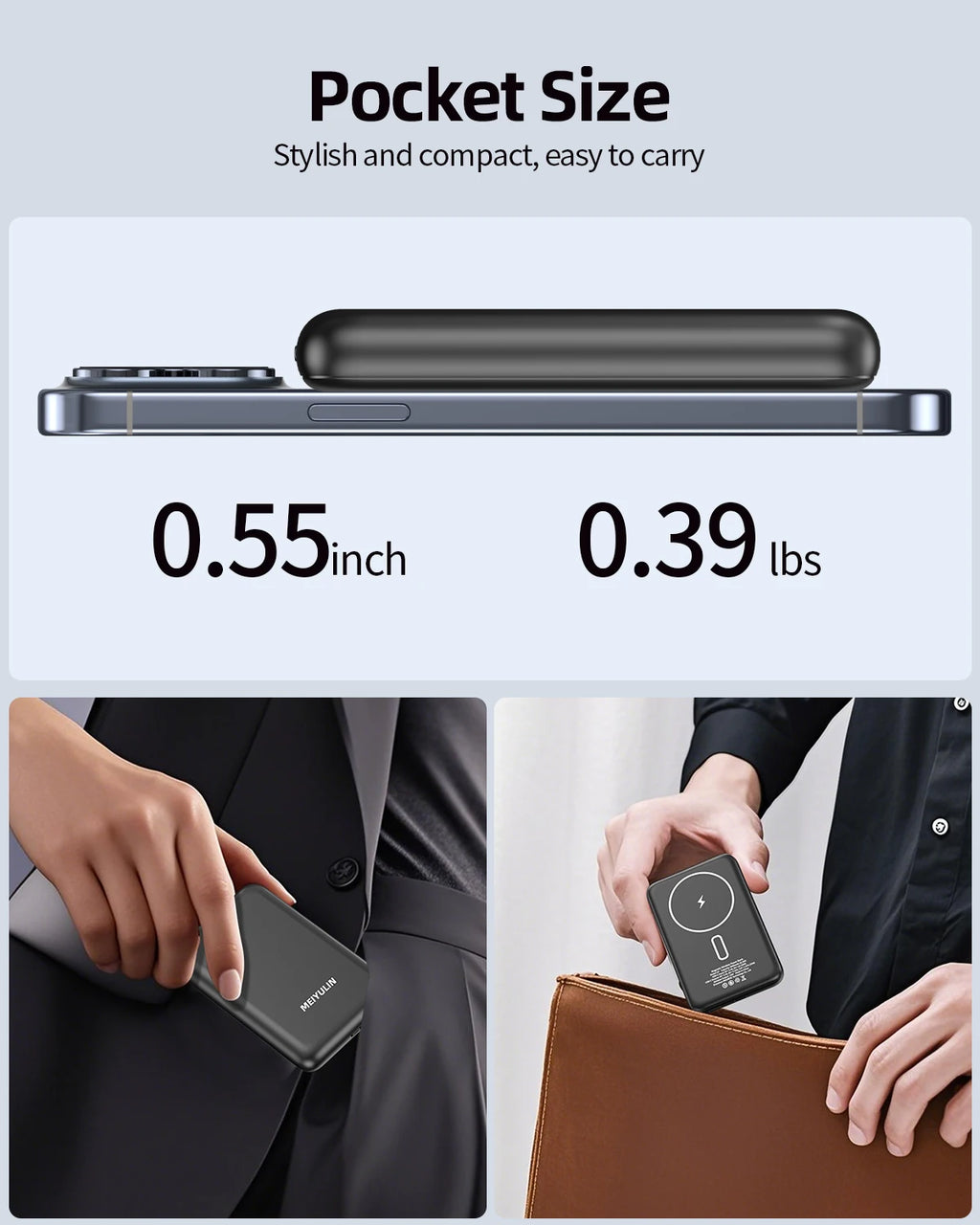 Magnetic Wireless 10000mAh Power Bank Fast Charging Metal Cool Touch Ultra-Thin Portable PD20W Powerbank for iPhone Xiaomi