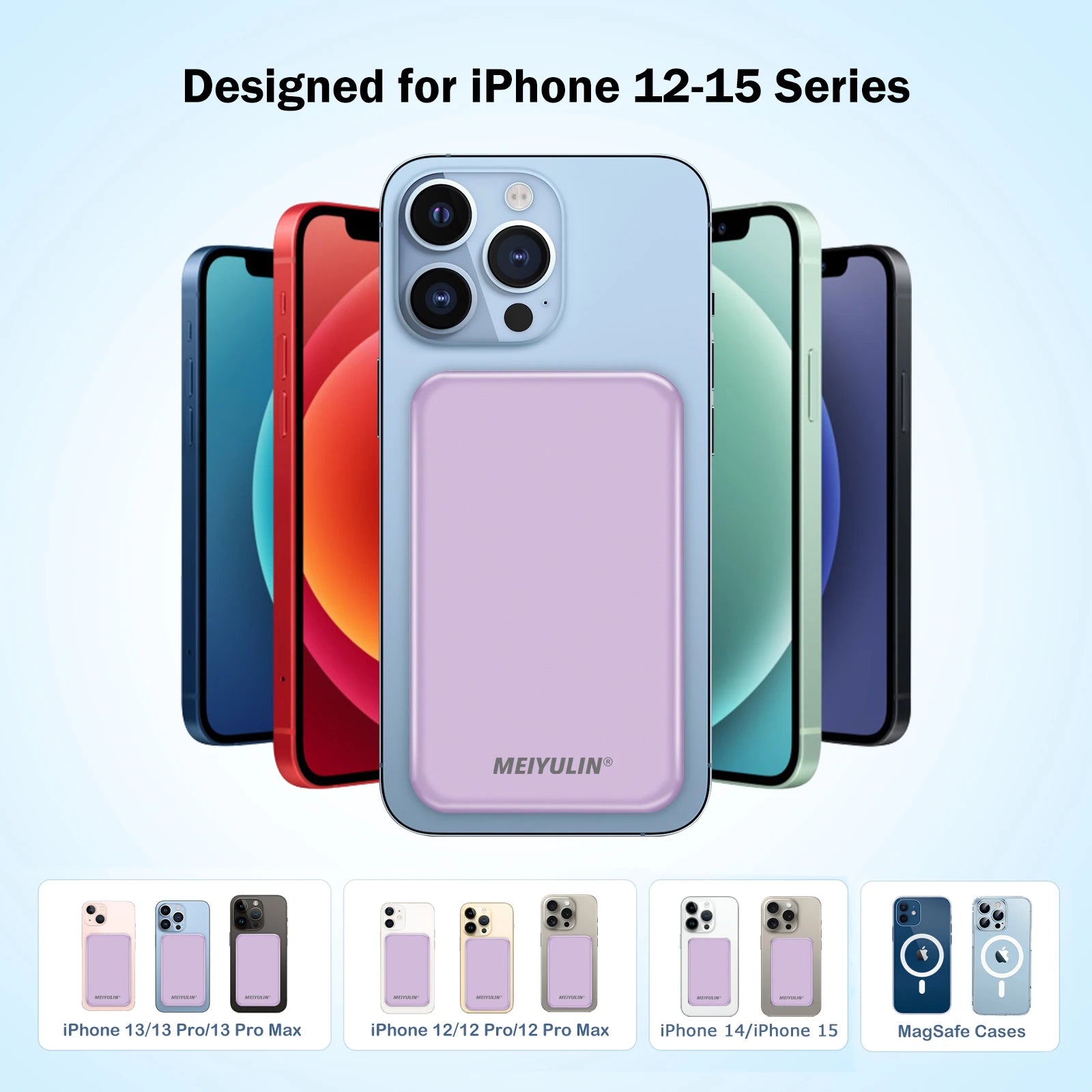 Magnetic Wireless Fast Charging 5000mAh Power Bank for iPhone 2 in 1 PD20W Metal LED Lamp Slim Portable Powerbank for iPhone