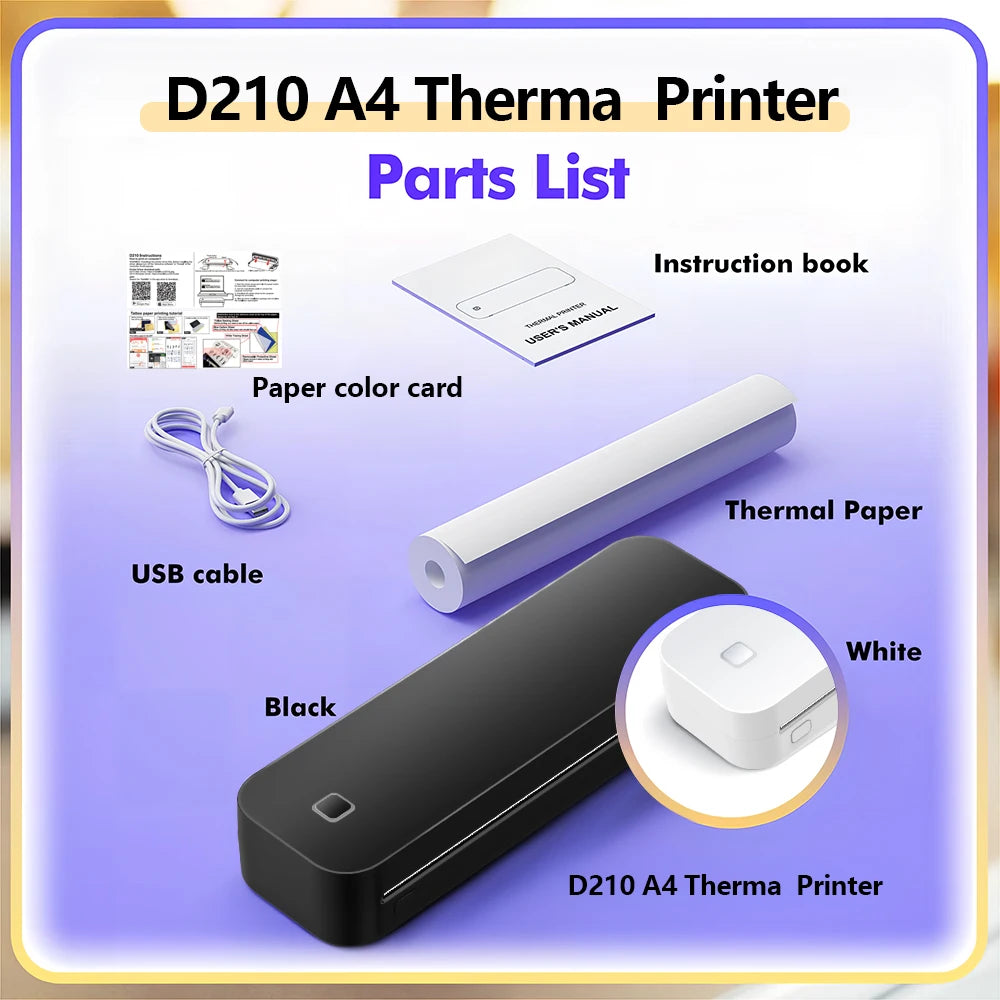 Marklife D210 A4 Thermal Printer, Genuine Factory Supply, Certified by FCC, RoHS, UKCA, Supports OEM/ODM Customization.