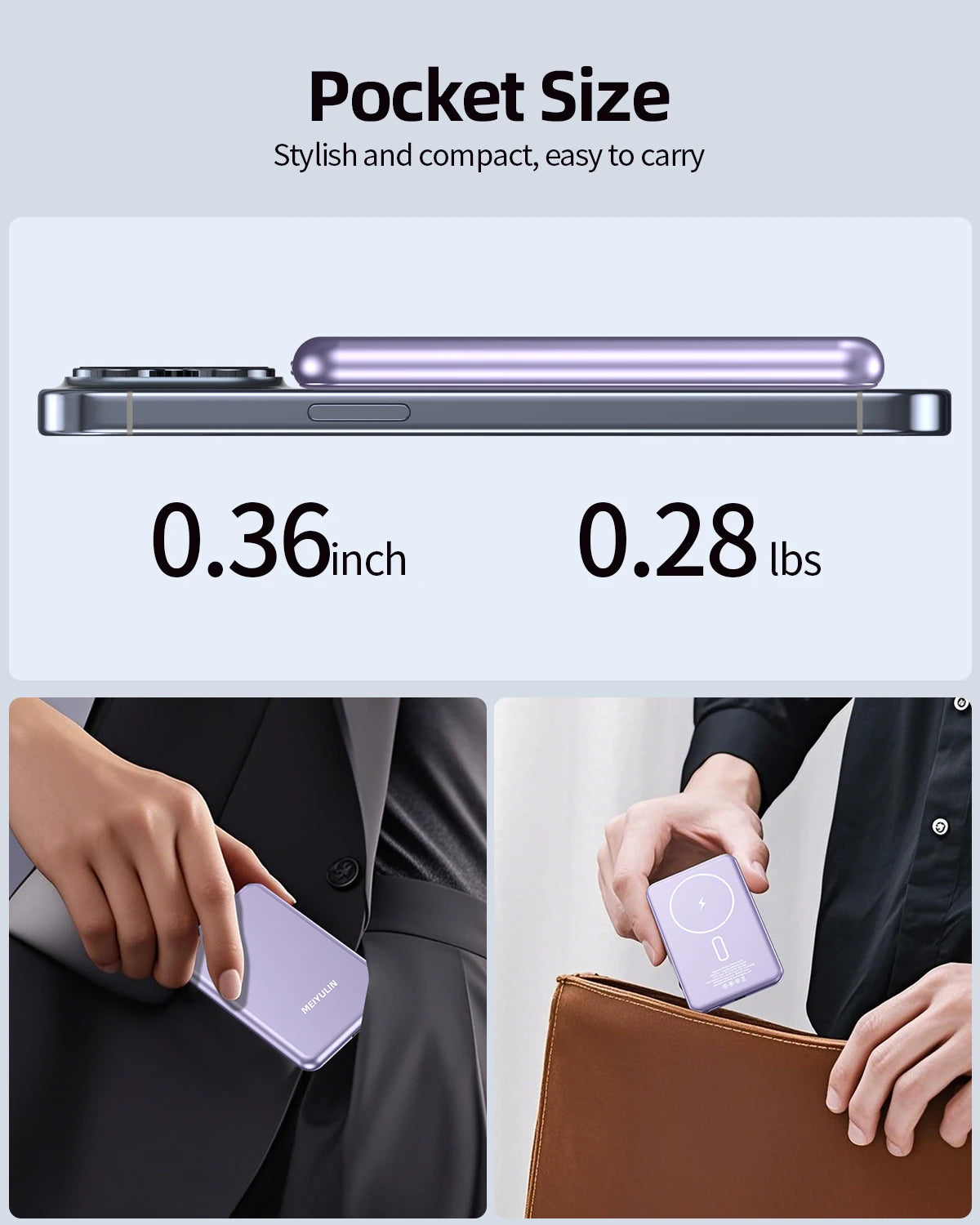 Magnetic Wireless 5000mAh Power Bank Fast Charging Cool Touch PD20W Metal LED Lamp Slim Portable Powerbank for iPhone Xiaomi