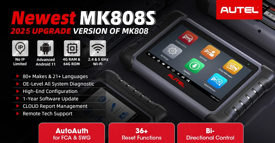 Autel MaxiCOM MK808S OBD2 Scanner Automotivo Car Diagnostic Tool OBD 2 Scanner Active Test Code Reader Key Coding Tool